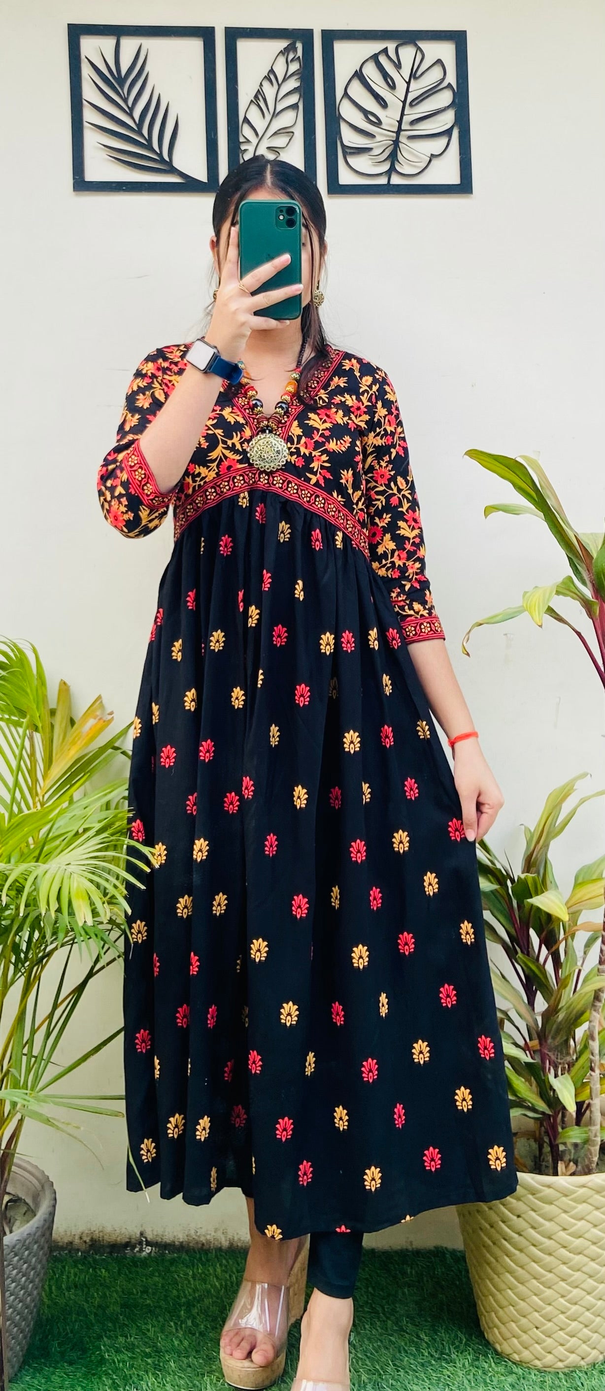 Beautiful Black Rayon Printed Dress