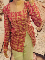 Beautiful Elephant Print Front Slitcut Short Kurti - Dolled Up