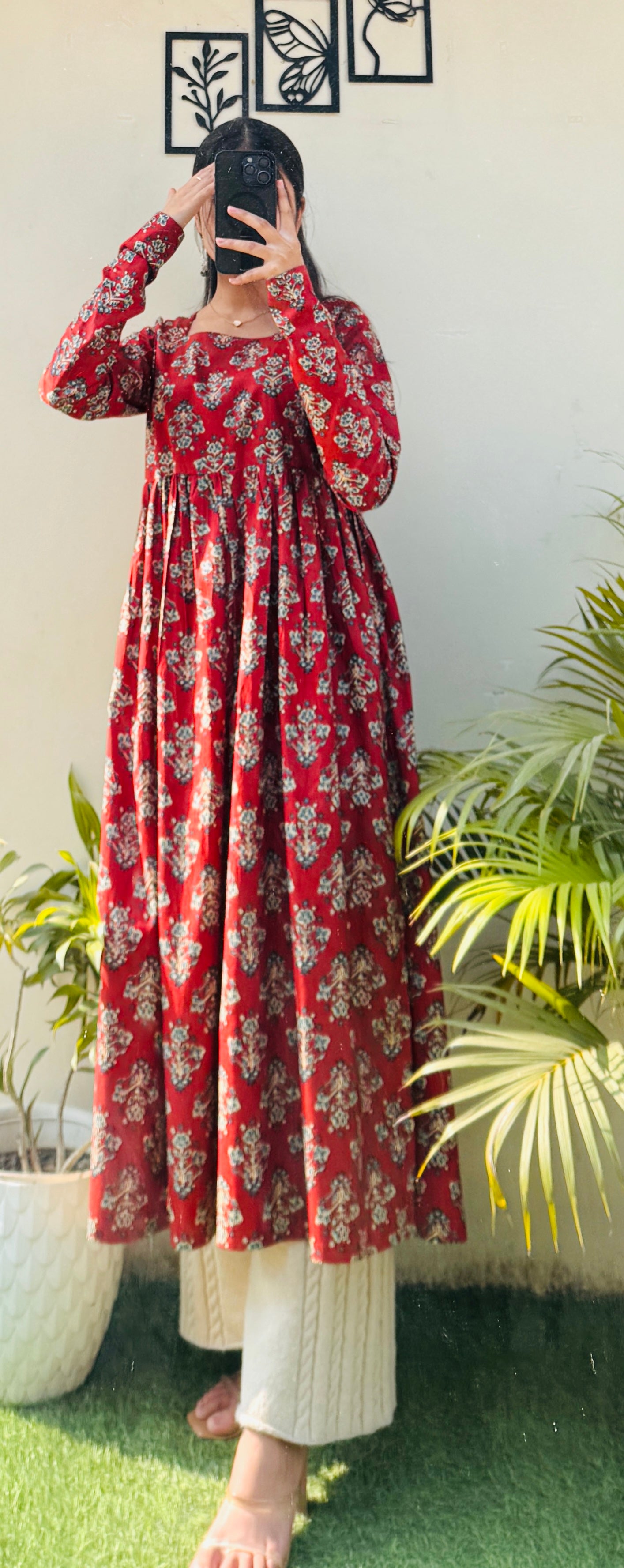 Cotton Full Sleeve Brown Colour Nyra Cut Long Kurti