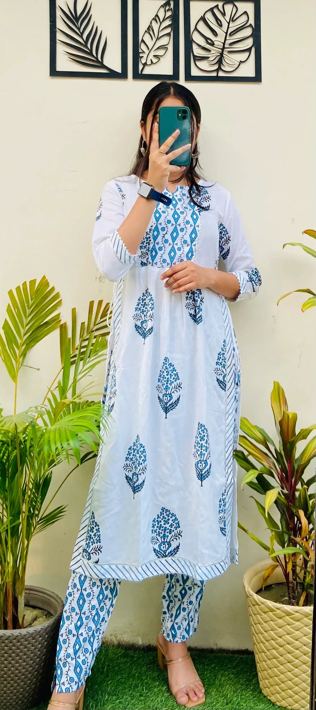 Printed White Nyra Kurta Pant Set - Dolled Up