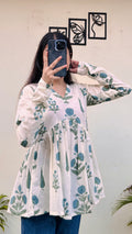 Cotton Flared Printed Aliacut Peplum Top - Dolled Up