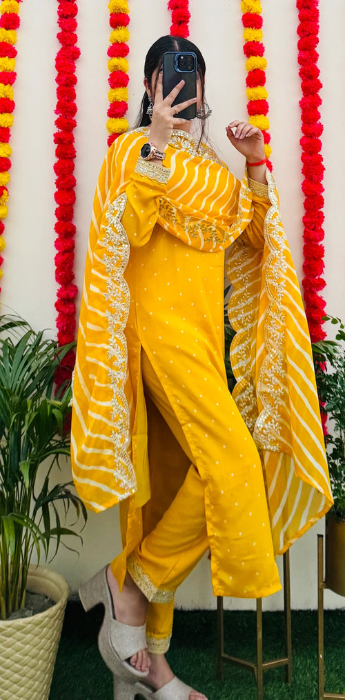 Beautiful Silk Kurta Pant Dupatta Set - Dolled Up