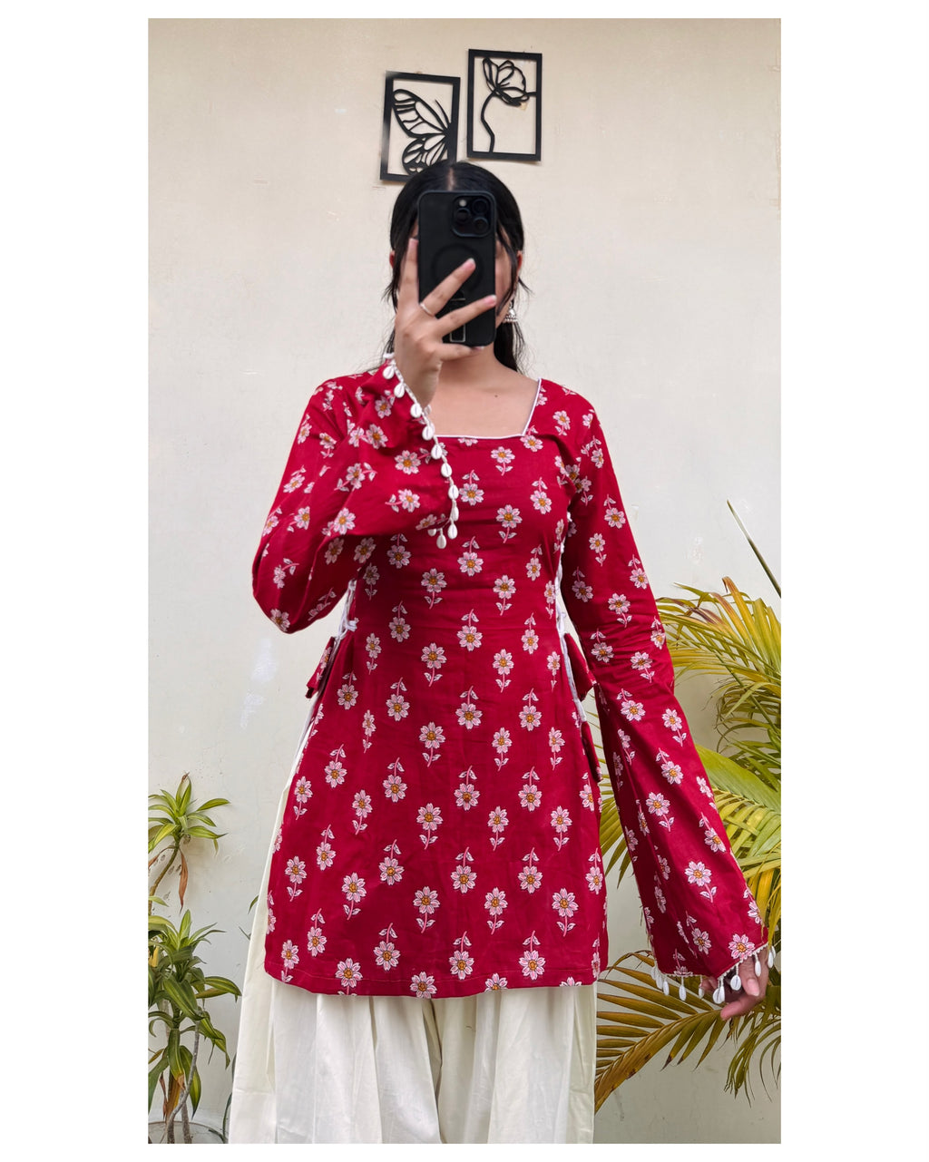 Aadhya ~ Cotton Square Neck Side Corset Short Kurti
