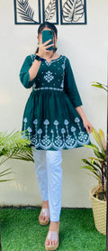 Imported Traditional Thread Embroidery Kurti Pant Set - Dolled Up