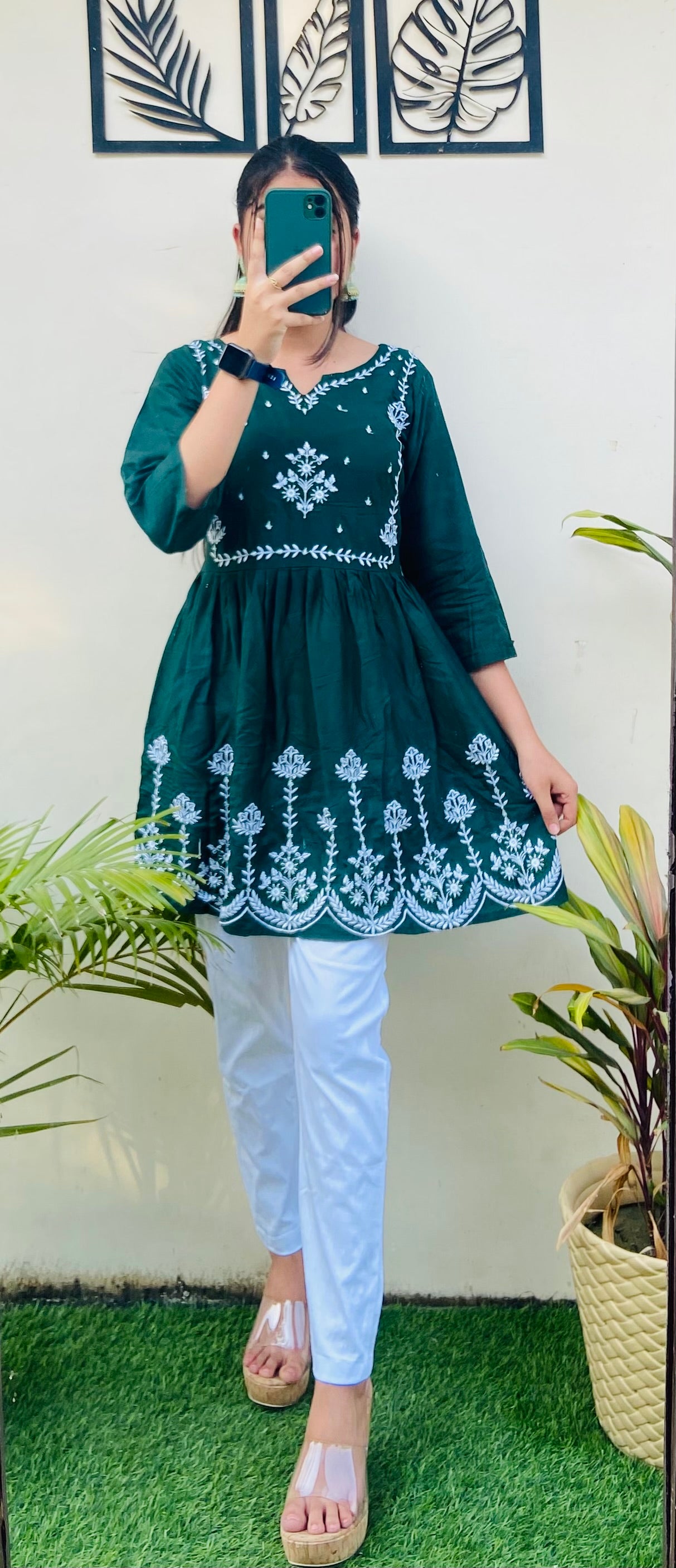Imported Traditional Thread Embroidery Kurti Pant Set