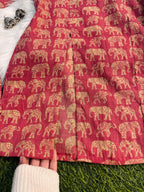 Beautiful Elephant Print Front Slitcut Short Kurti - Dolled Up
