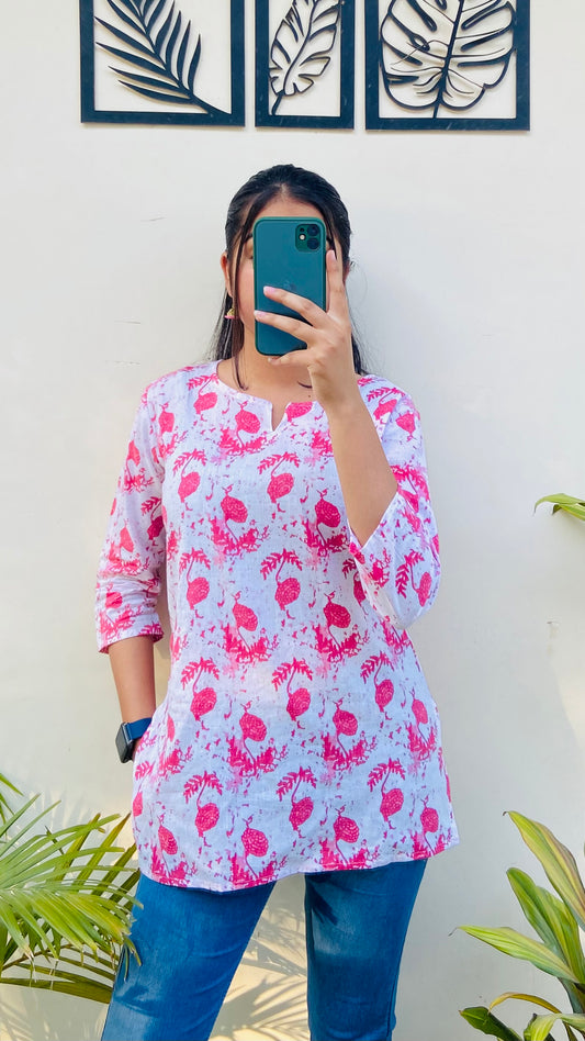 Cotton Jaipuri Printed Short Kurti
