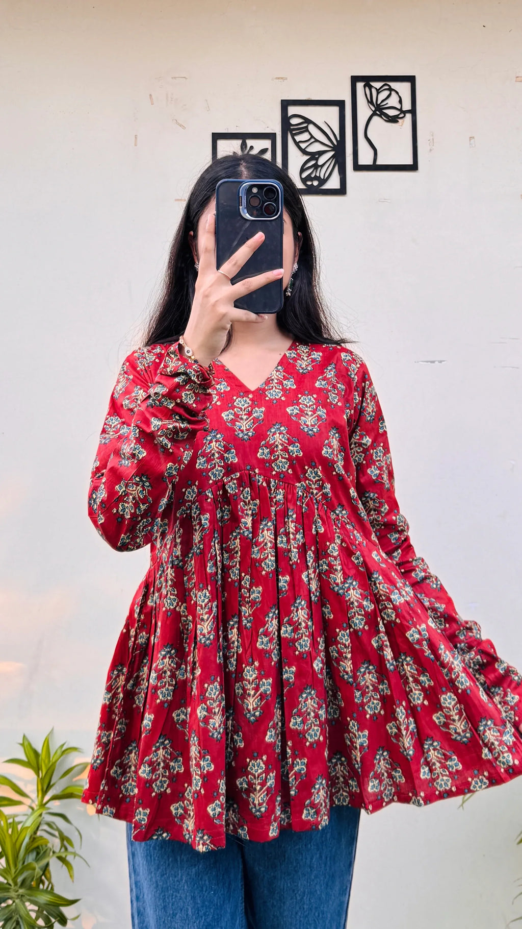 Cotton Flared Printed Aliacut Peplum Top - Dolled Up