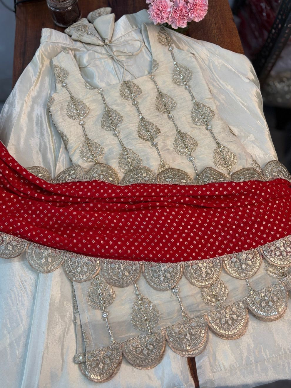 Embroidery Thread And Sequence Work Sharara Set