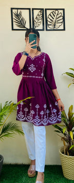 Imported Traditional Thread Embroidery Kurti Pant Set - Dolled Up