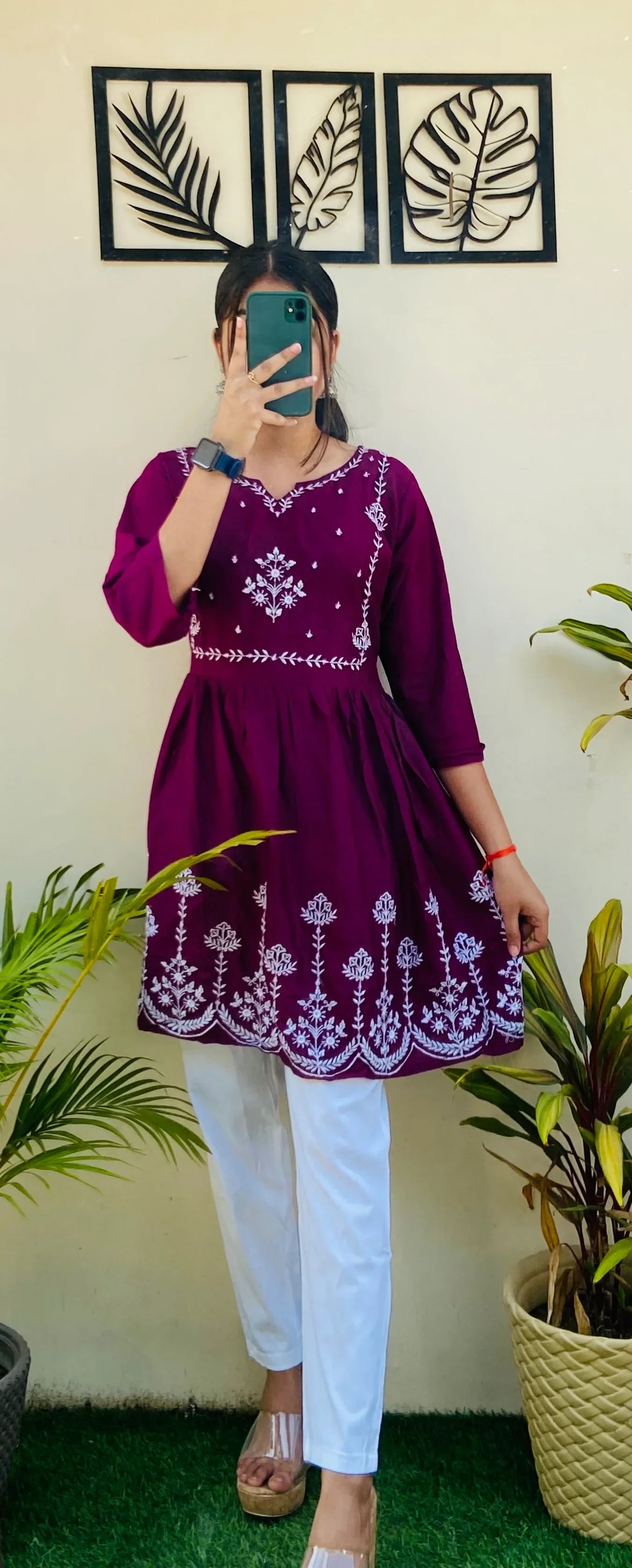 Imported Traditional Thread Embroidery Kurti Pant Set - Dolled Up