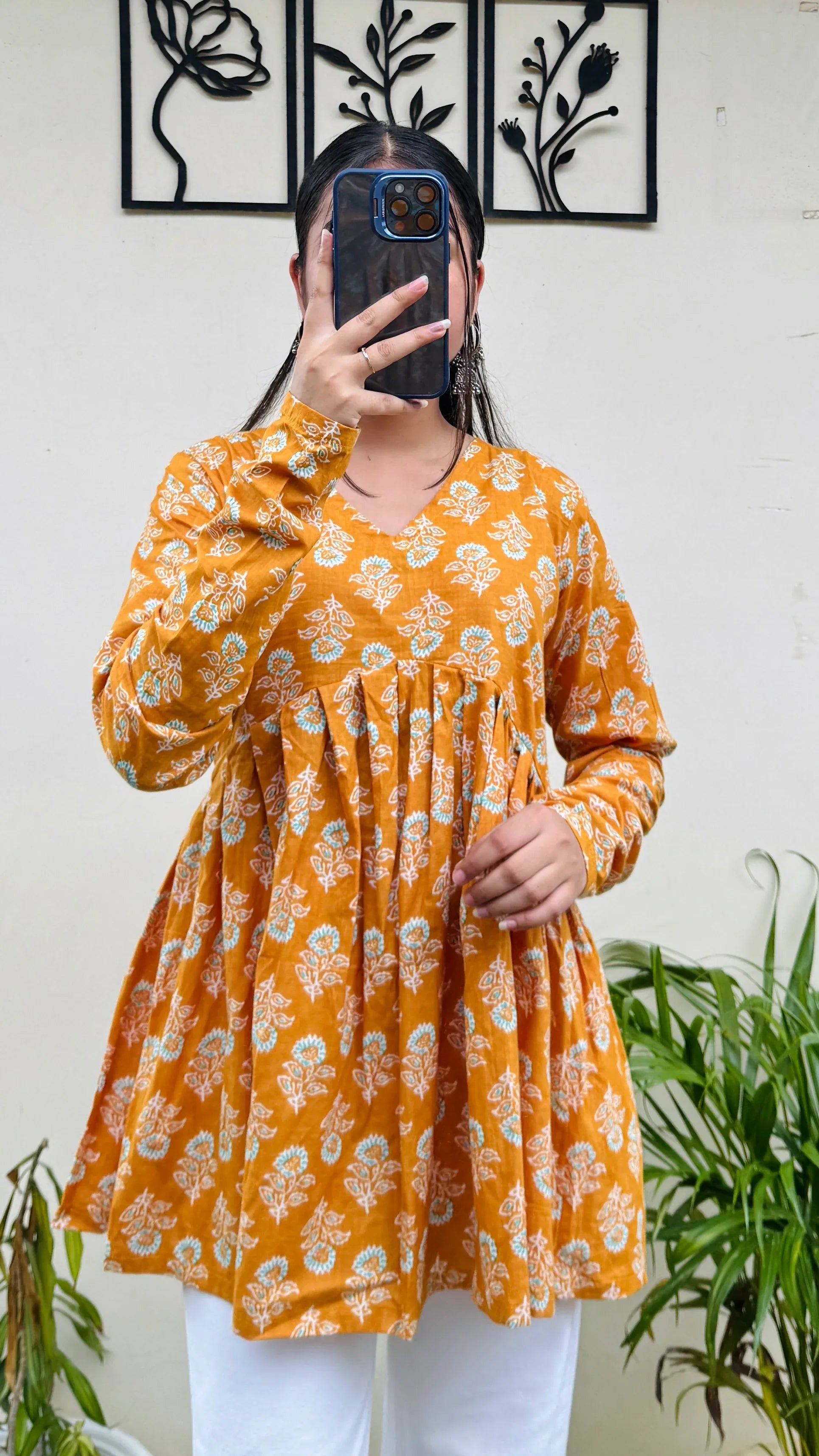 Cotton Flared Yellow Aliacut Floral Print Peplum Top - Dolled Up