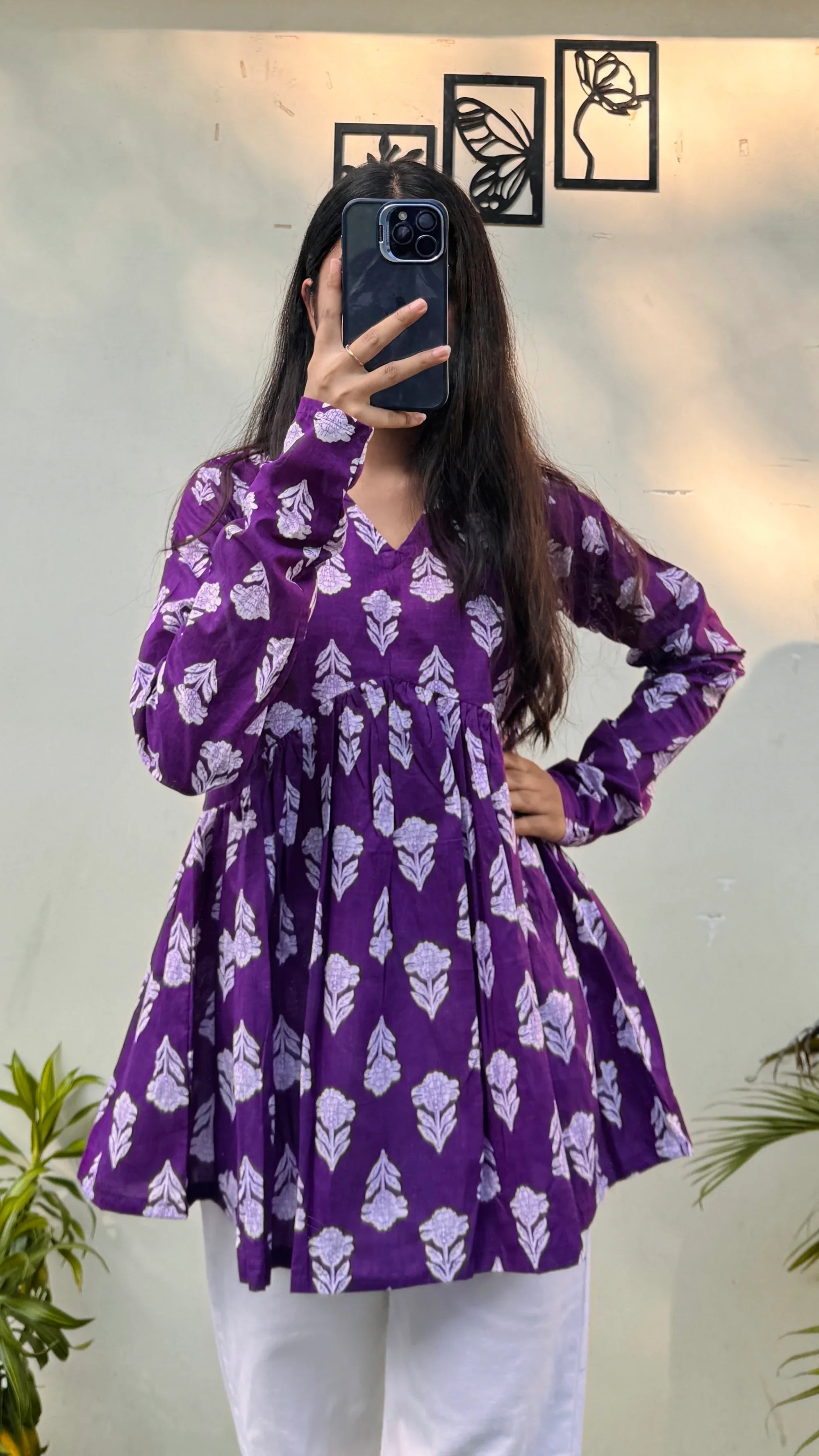 Cotton Flared Printed Aliacut Peplum Top - Dolled Up