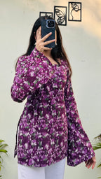 Cotton Wine Square Neck Corset Back Short Kurti - Dolled Up