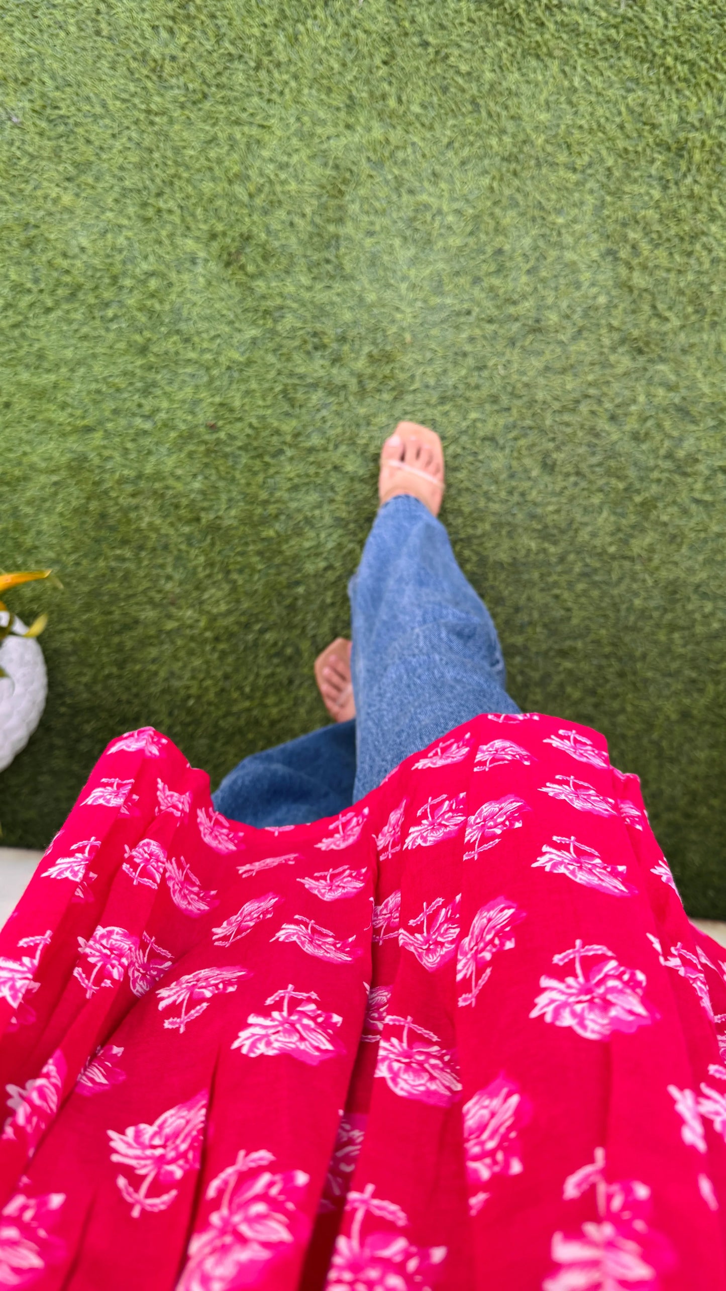 Cotton Dark Pink Flared Printed Aliacut Peplum Top - Dolled Up