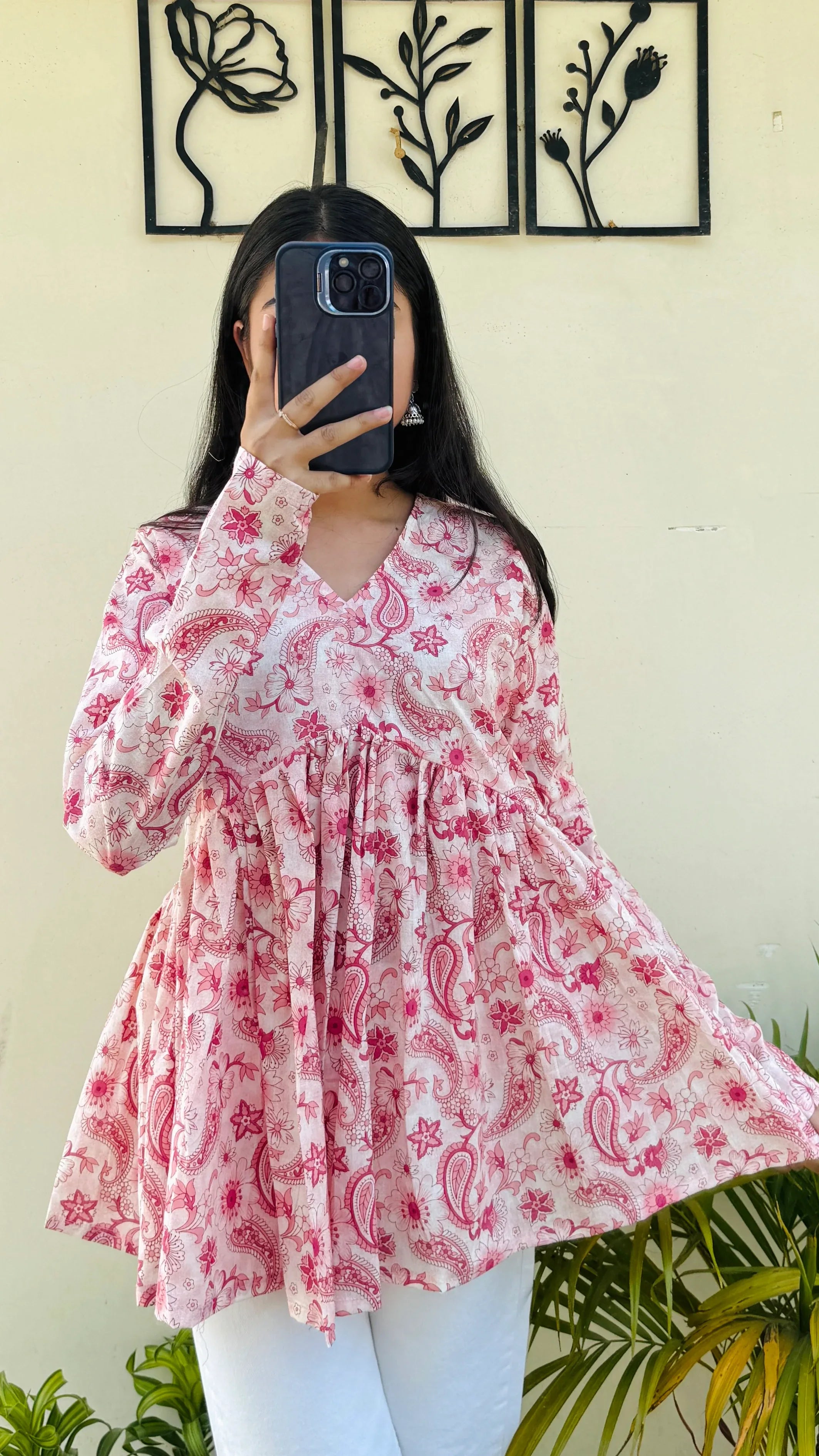 Cotton Flared Floral Printed Aliacut Peplum Top - Dolled Up