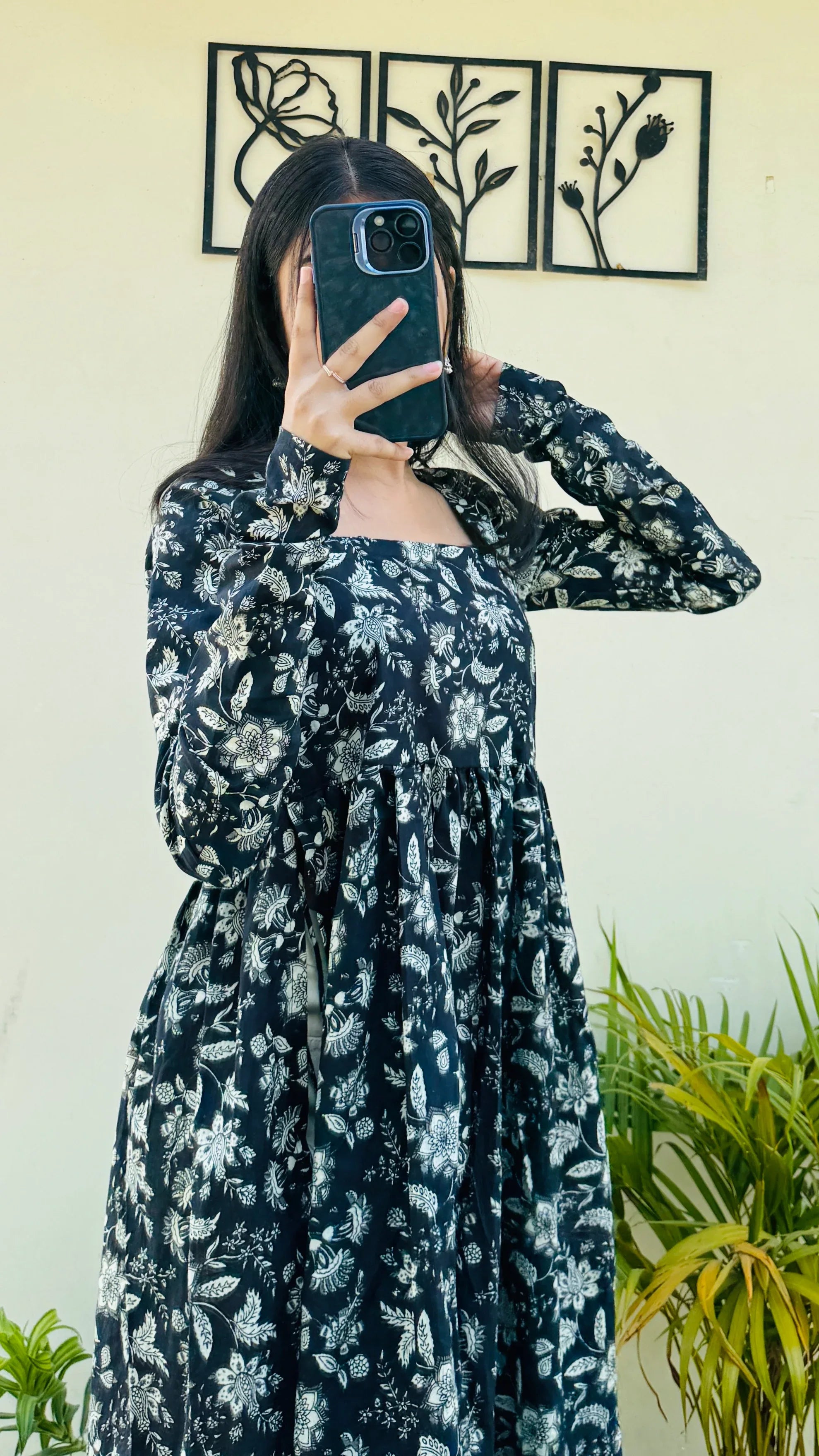 Cotton Full Sleeve Black Nyra Cut Long Kurti - Dolled Up