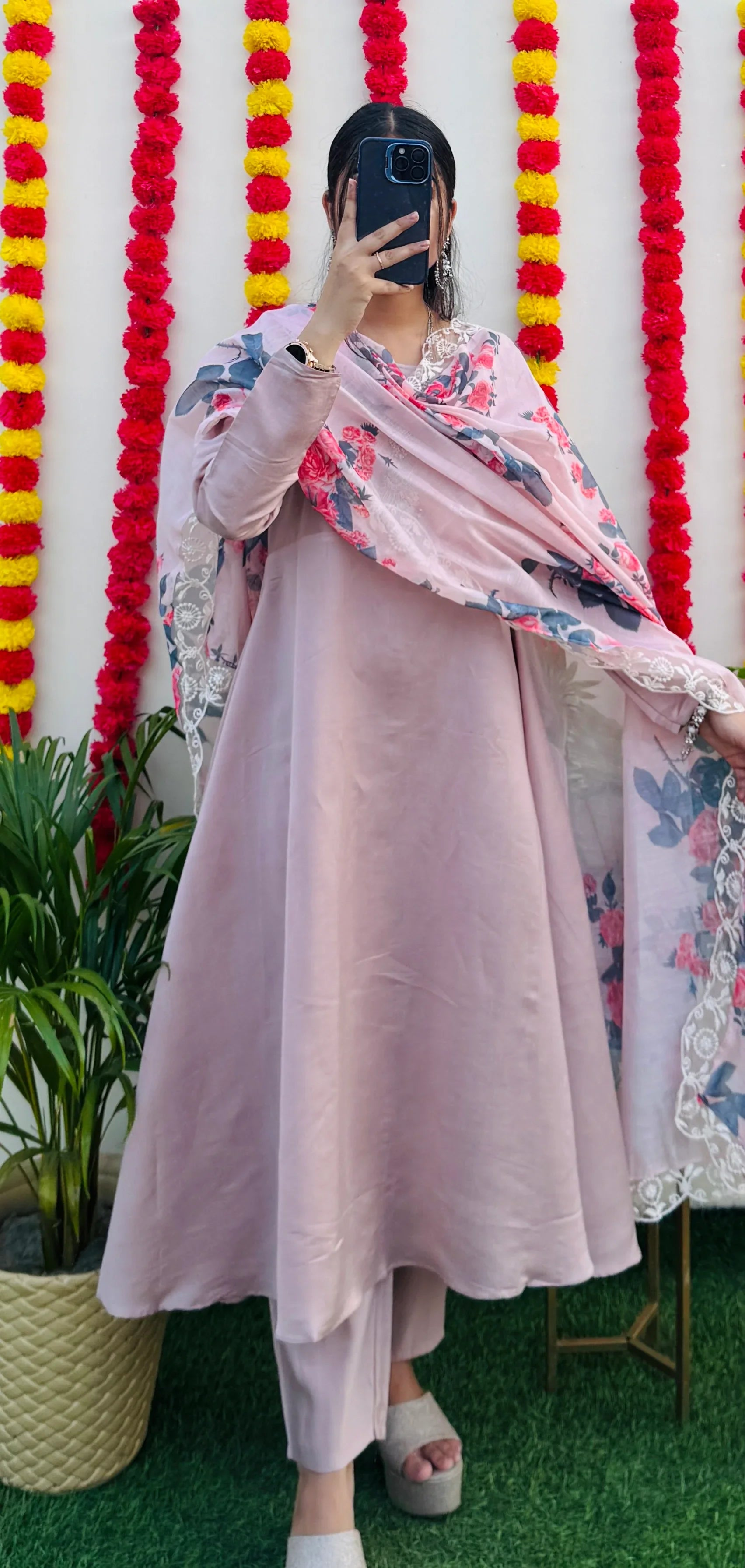 Beautiful Silk Anarkali Kurta Pant with Dupatta - Dolled Up