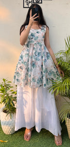 Hakoba Flared Short Kurti With Back Lace Detailing - Dolled Up