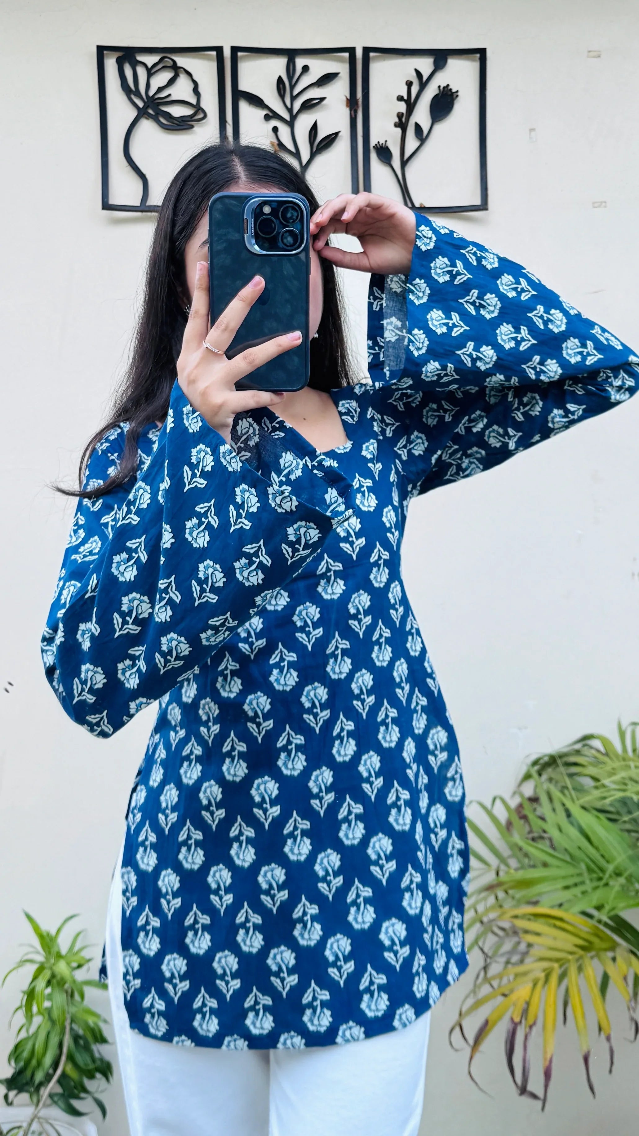 Cotton Square Neck Corset Back Short Kurti - Dolled Up