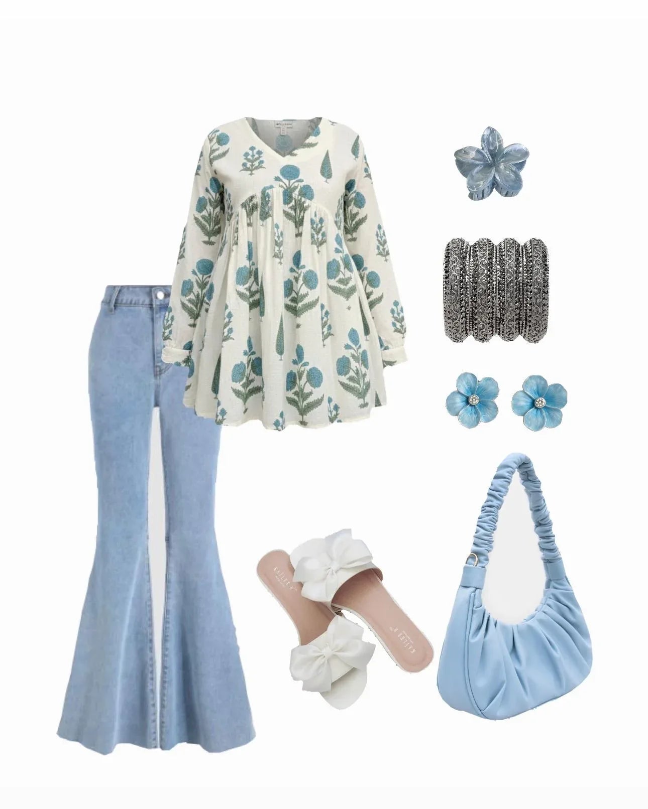 Peplum Top+ Bootcut Denim - Dolled Up